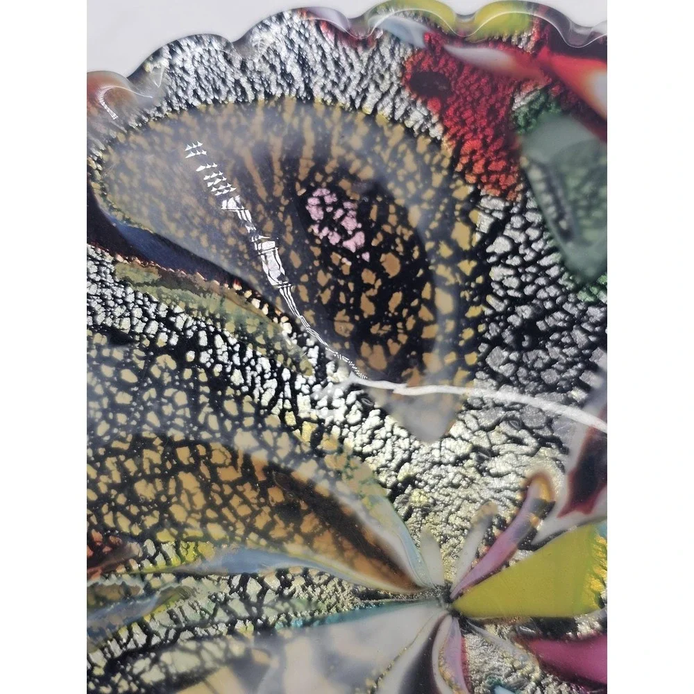 Rare Vintage 1950s Murano Art Glass Bowl tutti Frutti‎ Silver